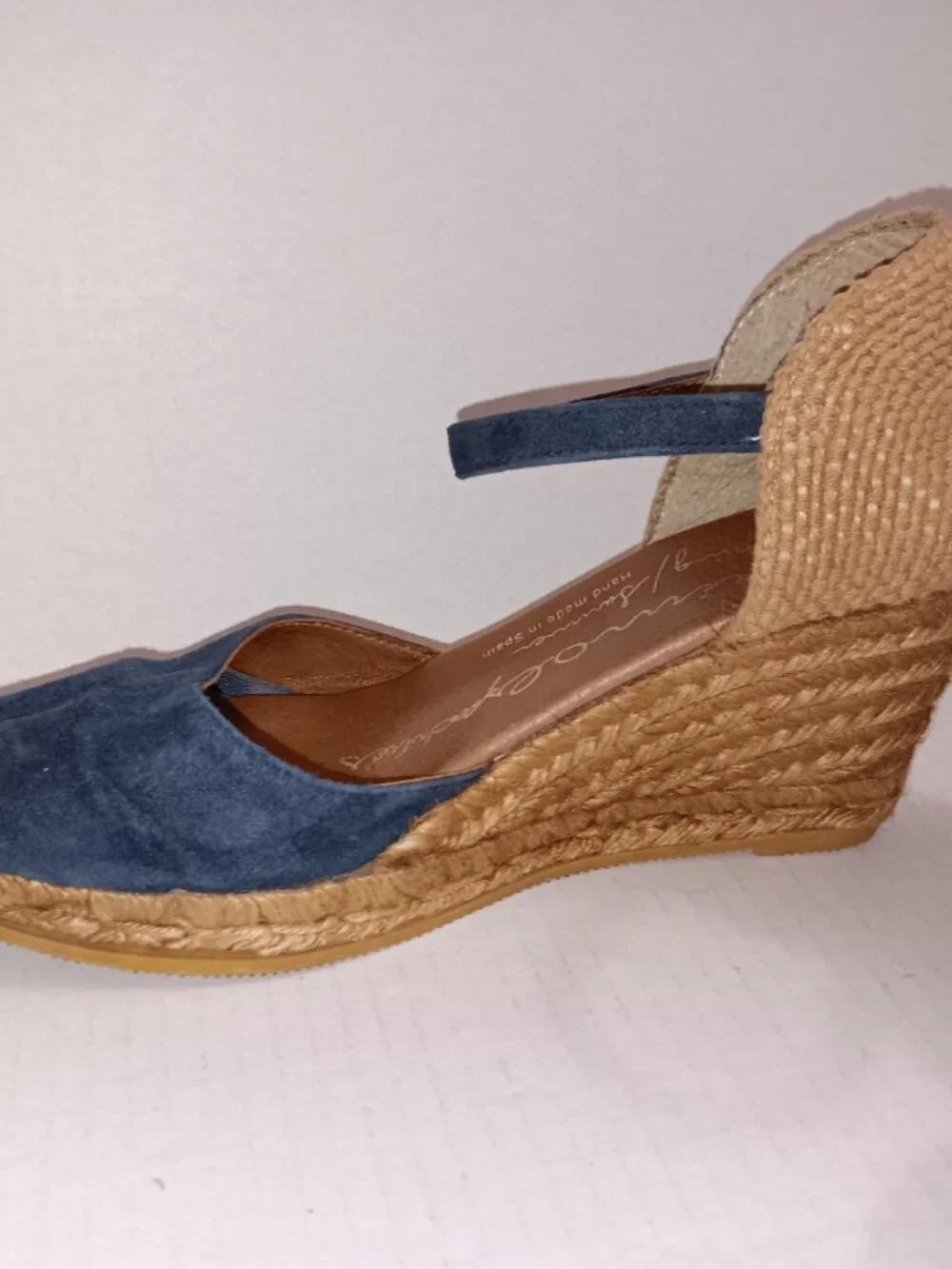 GAIMO ESPADRILLES WEDGE BLUE LEATHER WEDGE SHOES